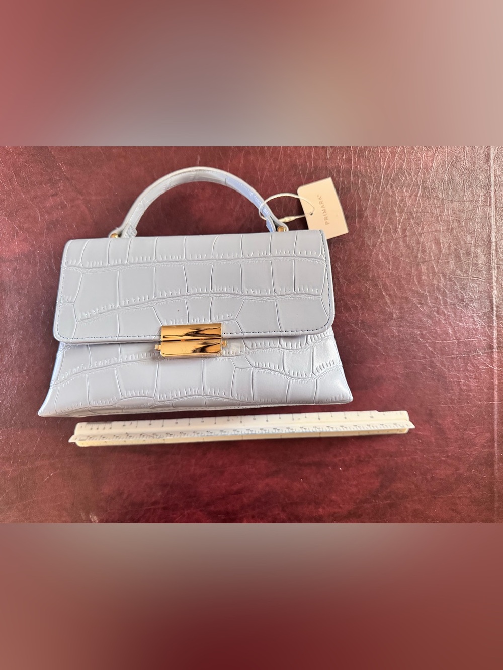 Primark Mini Top Handle Bag in Pale Blue with Gold Hardware - Picture 4 of 6